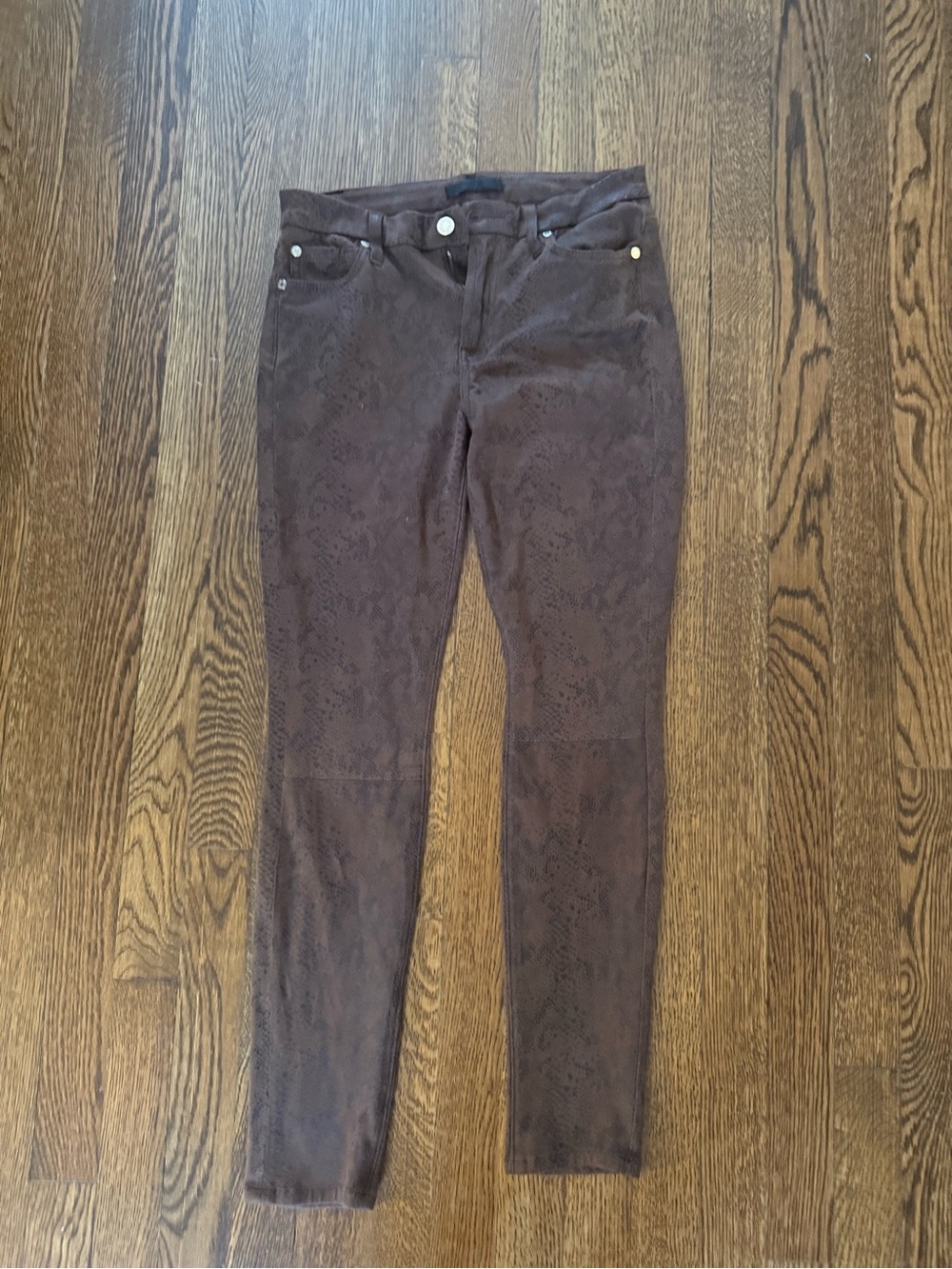 7 For All Mankind Brown Skinny Ponte Pants with Subtle Texture